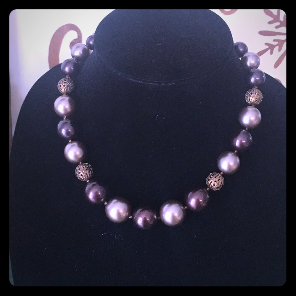 Brown faux pearl necklace